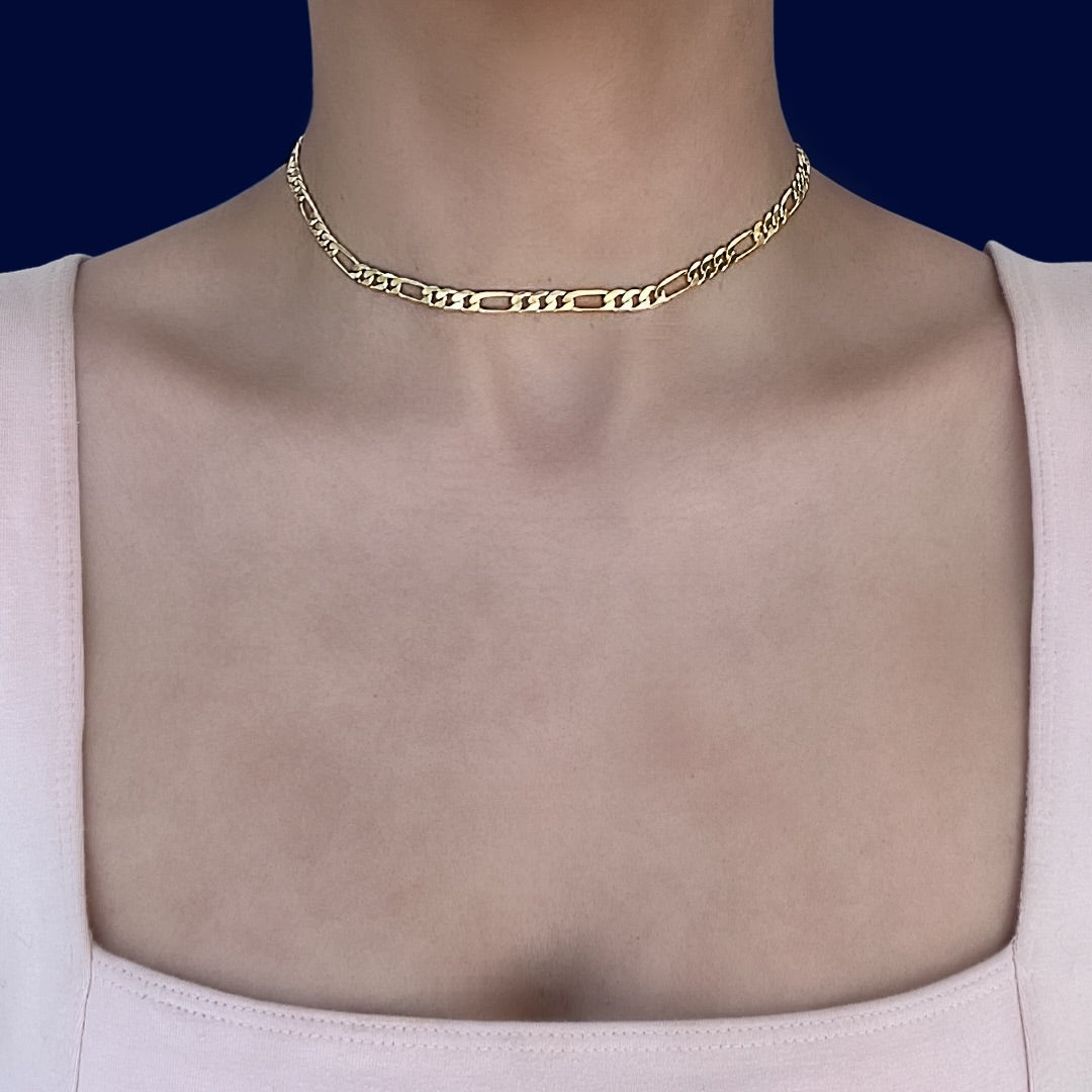 TAYGETE Sterling Silver Figaro Choker Necklace