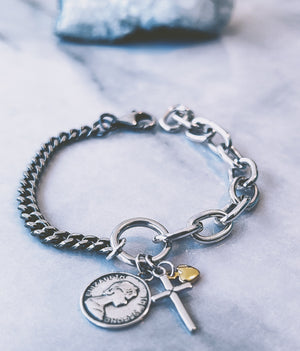 IRIS Sterling Silver Cross Charm Bracelet