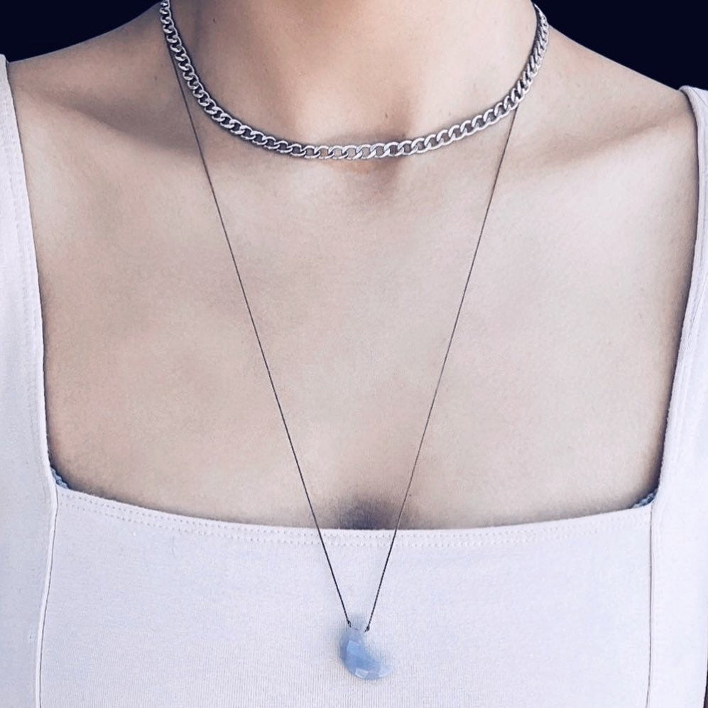 EOS Sterling Silver Curb Chain Choker Necklace