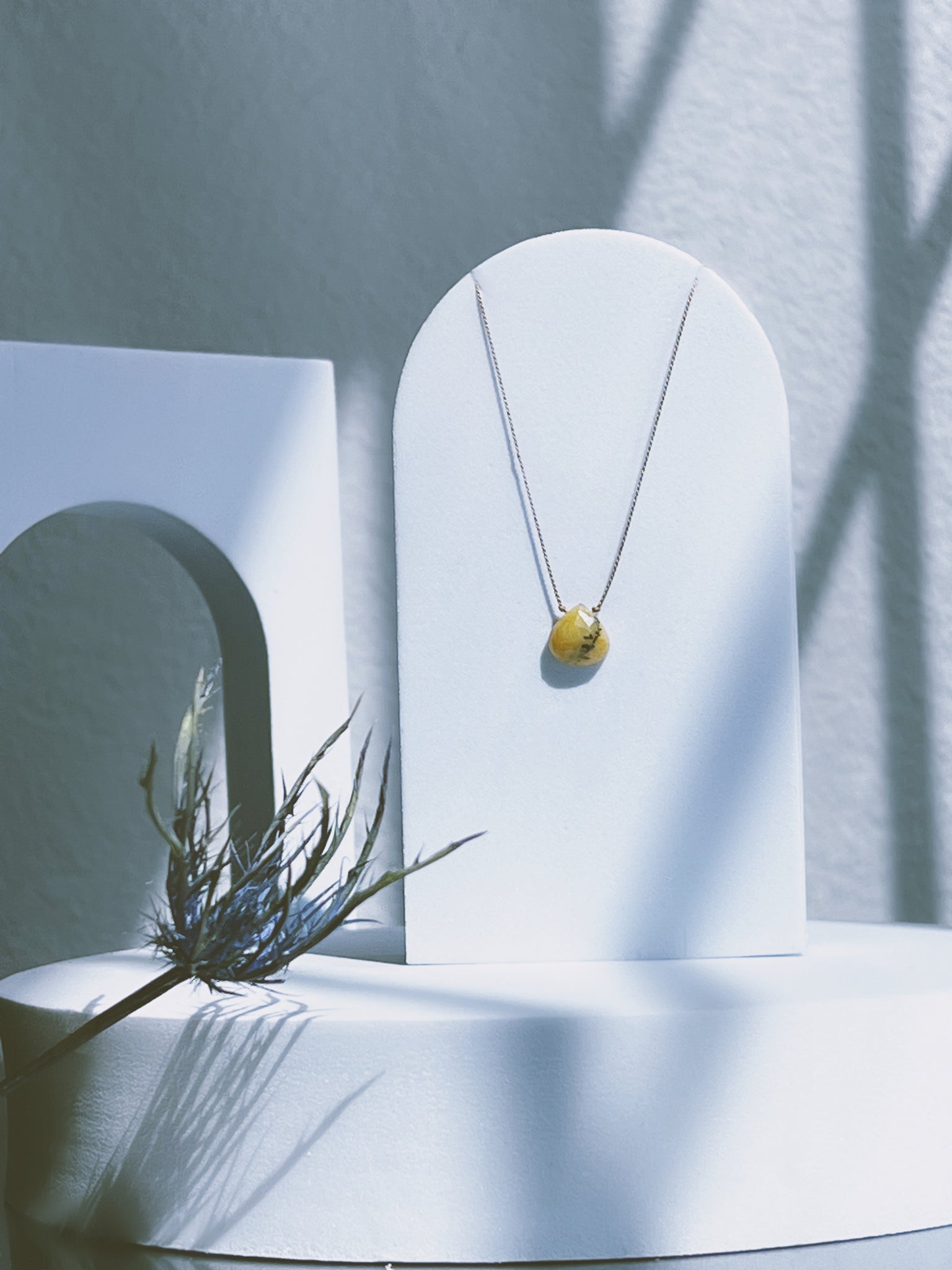 ERATO -  Lemon Dendrite Opal Gemstone Necklace