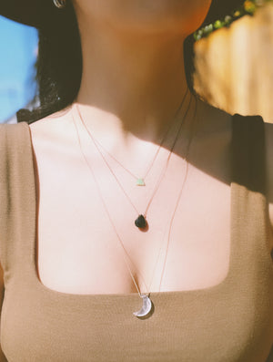 MARINA - Long Moon Shape Gemstone Necklaces