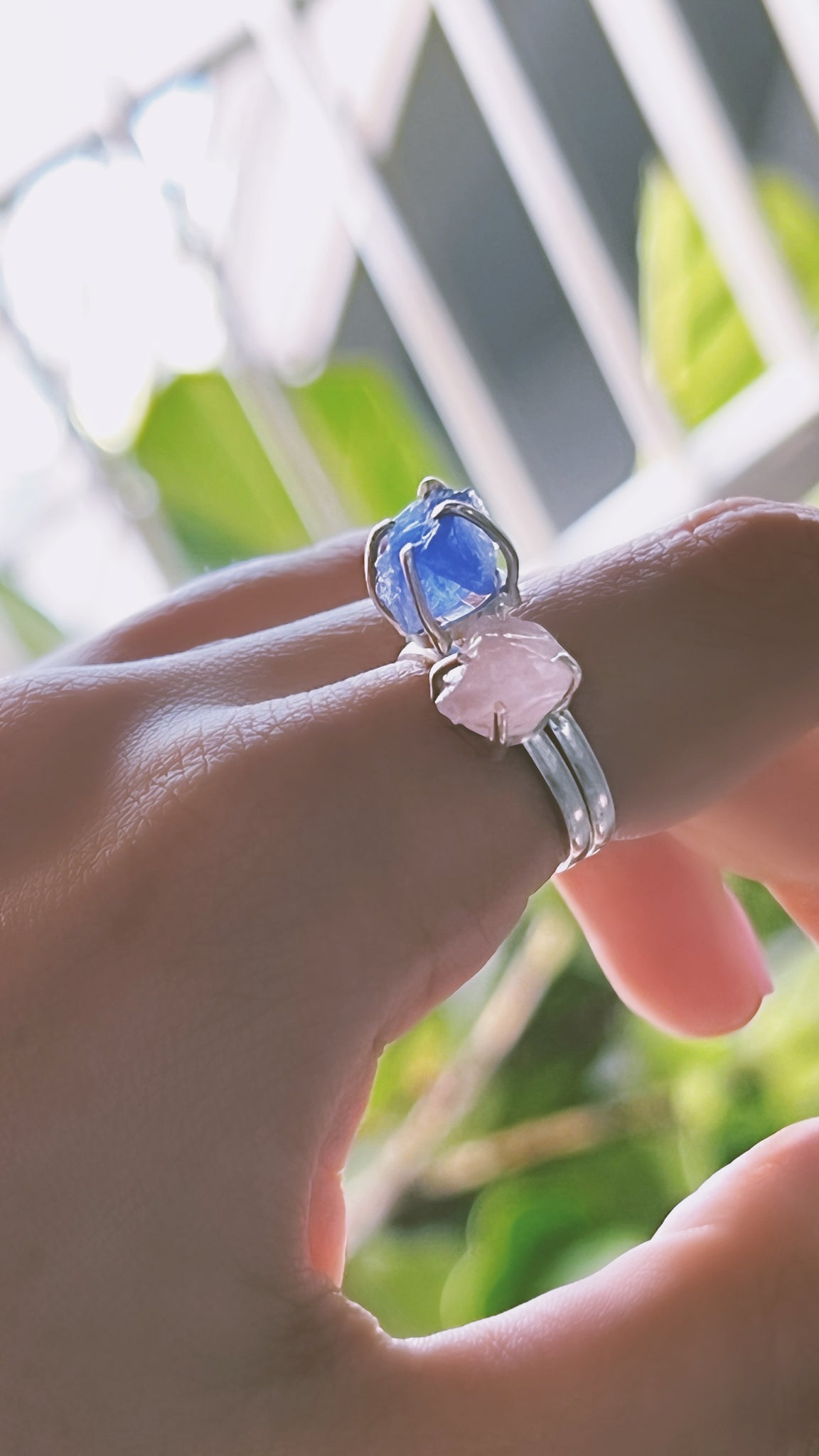 CLEMENTIA - Raw Rose Quartz Gemstone Ring