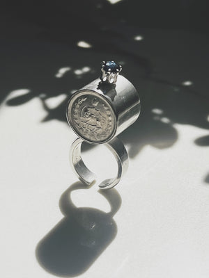 TAJ Sapphire Coin Ring