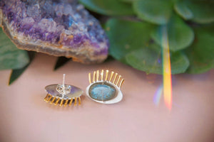 COVENTINA Sterling Silver  Evil Eye Labradorite Earrings