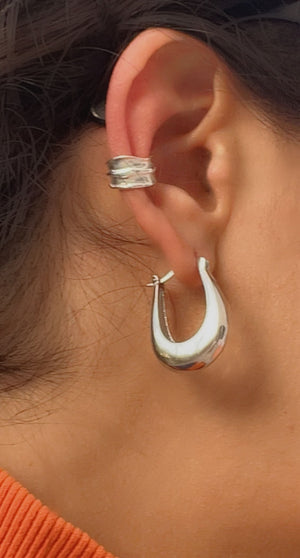 ARTIO Sterling Silver Oval Hoop Earrings