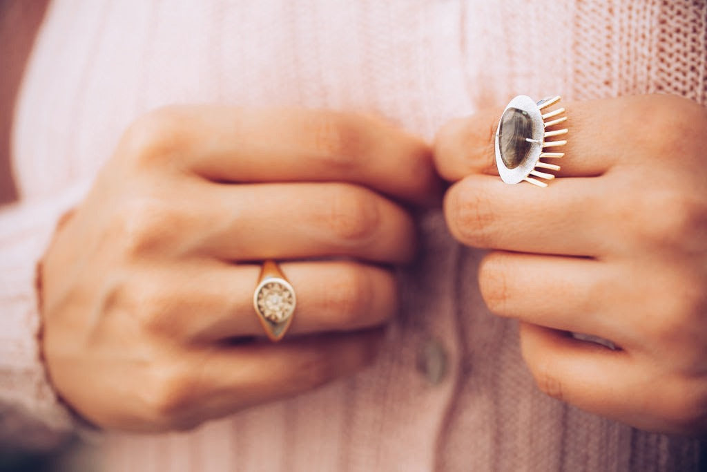 HARMONIA Sterling Silver Labradorite Eye Ring