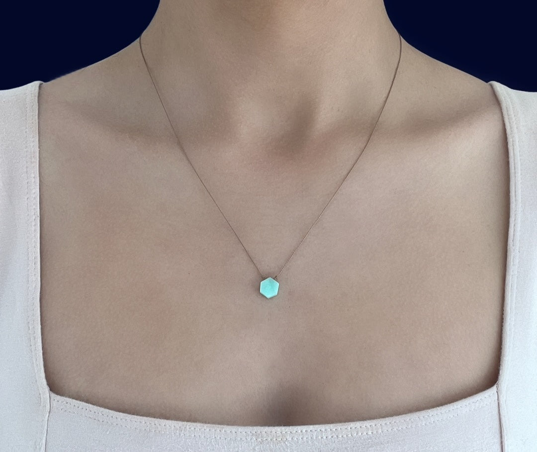 SALACIA - Hexagon Chrysoprase Gemstone Necklace