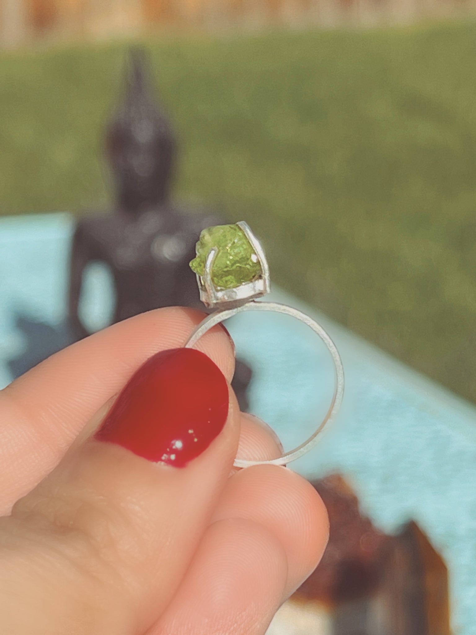 AYAO - Raw Peridot Gemstone Ring