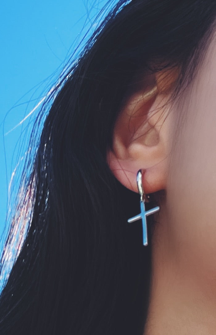 MARIA Sterling Silver Cross Earrings