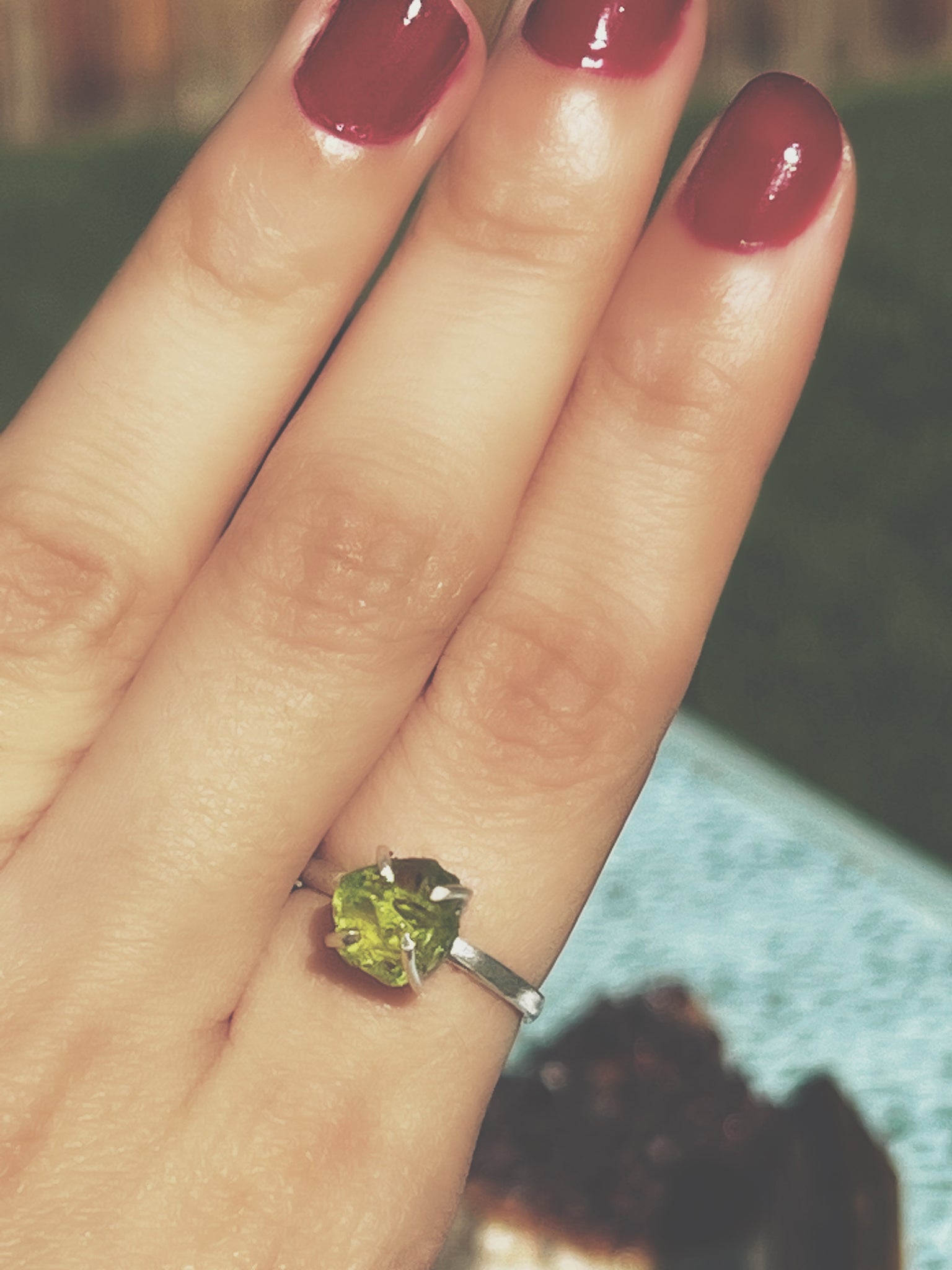 AYAO - Raw Peridot Gemstone Ring