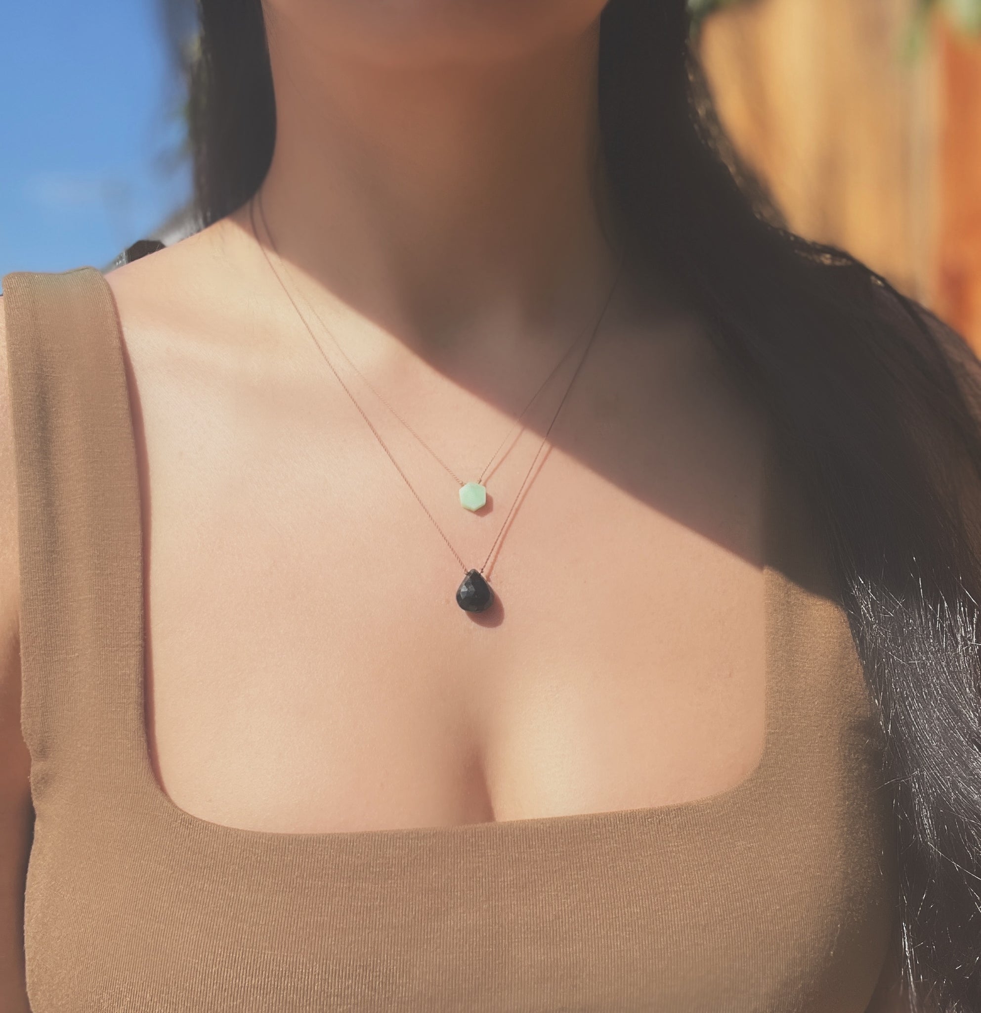 SALACIA - Hexagon Chrysoprase Gemstone Necklace