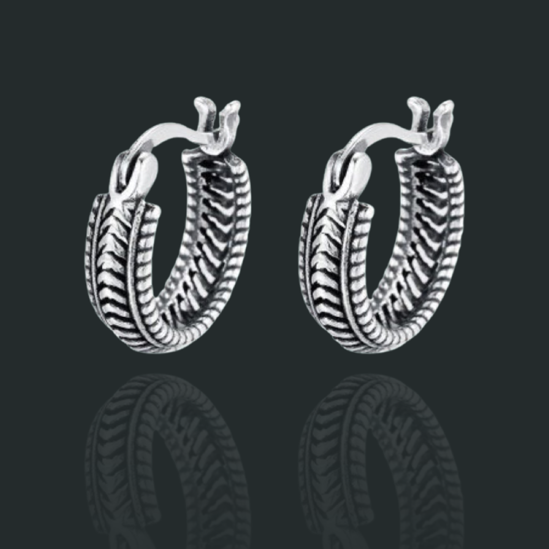 EIR Sterling Silver Retro Hoop Earrings