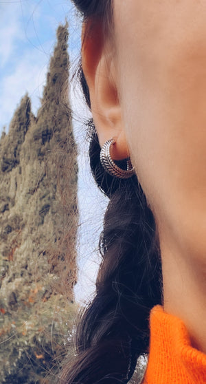 EIR Sterling Silver Retro Hoop Earrings